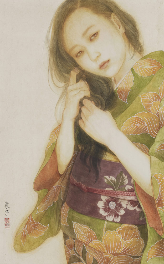 岡本 東子 “梳る” 2015, 髪や櫛は、古来から何か（厄や霊的な気など）が宿るとされていますし、女性またその情念を強く表すものの一つだと感じています。丁寧にとかして自分を大切にすることで苦しみを削り落とせるかもしれません。