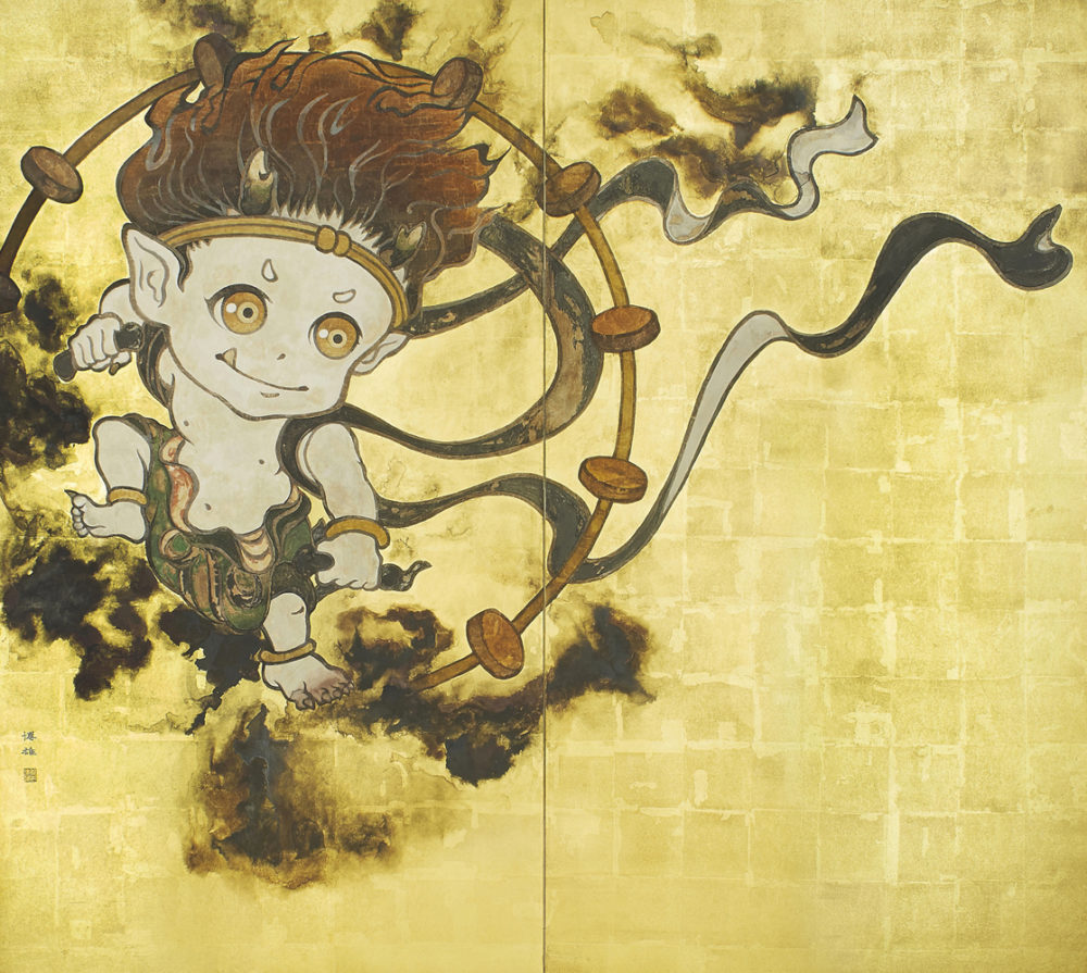 鈴木 博雄 “風神坊雷神坊図屏風 雷神坊（左隻）” 2016