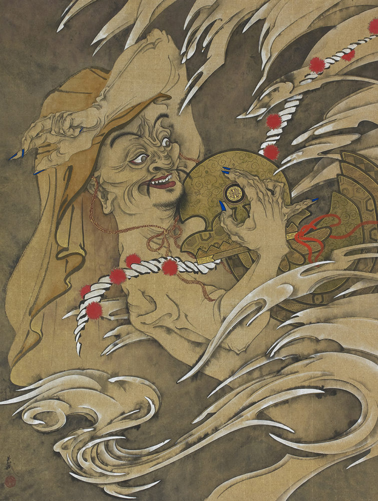 服部 しほり “愛縁” 2019, 作家コメント『宇治拾遺物語』一条寺僧正の事より創作した作品です。高名な僧と寵愛の田楽出身の小僧との愛は、出家させたその後も、決して薄れることはありませんでした。愛とは苦でありますが、愛あってこその人でございます。