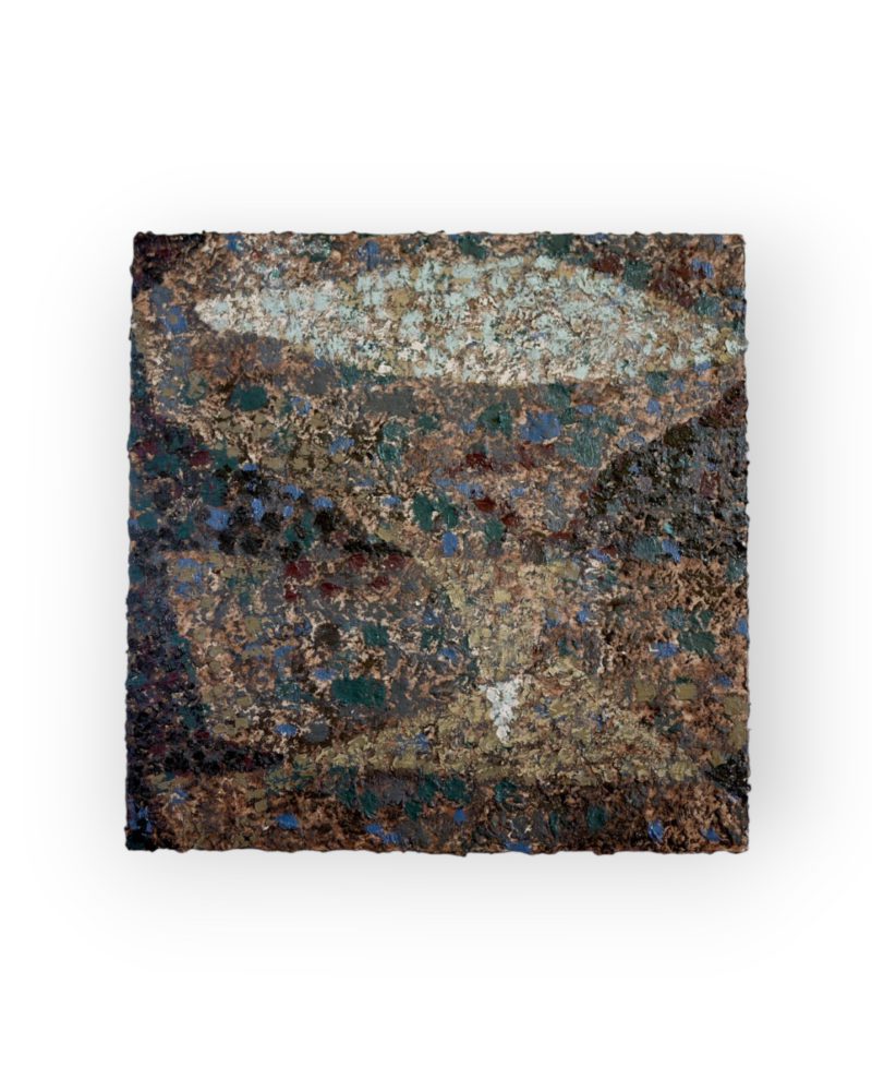 湯川 爽海 “ろうと” 2026, Paper, oil, acrylic on panel, 30 x 30 cm © Sanami Yukawa.